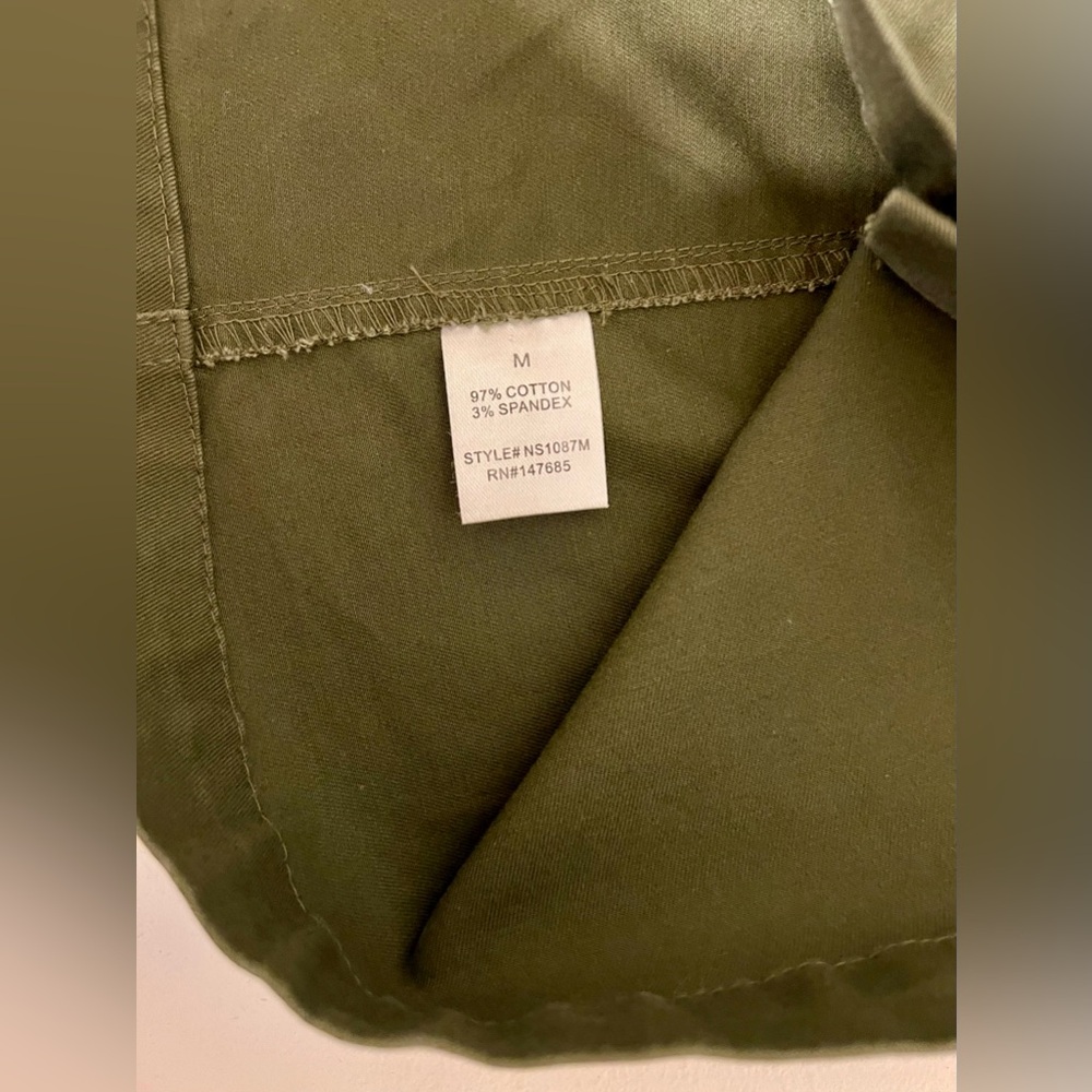 NUDE Brand Army Green Button Front Mini Skirt Denim Slight Stretch Size Medium - Picture 8 of 13